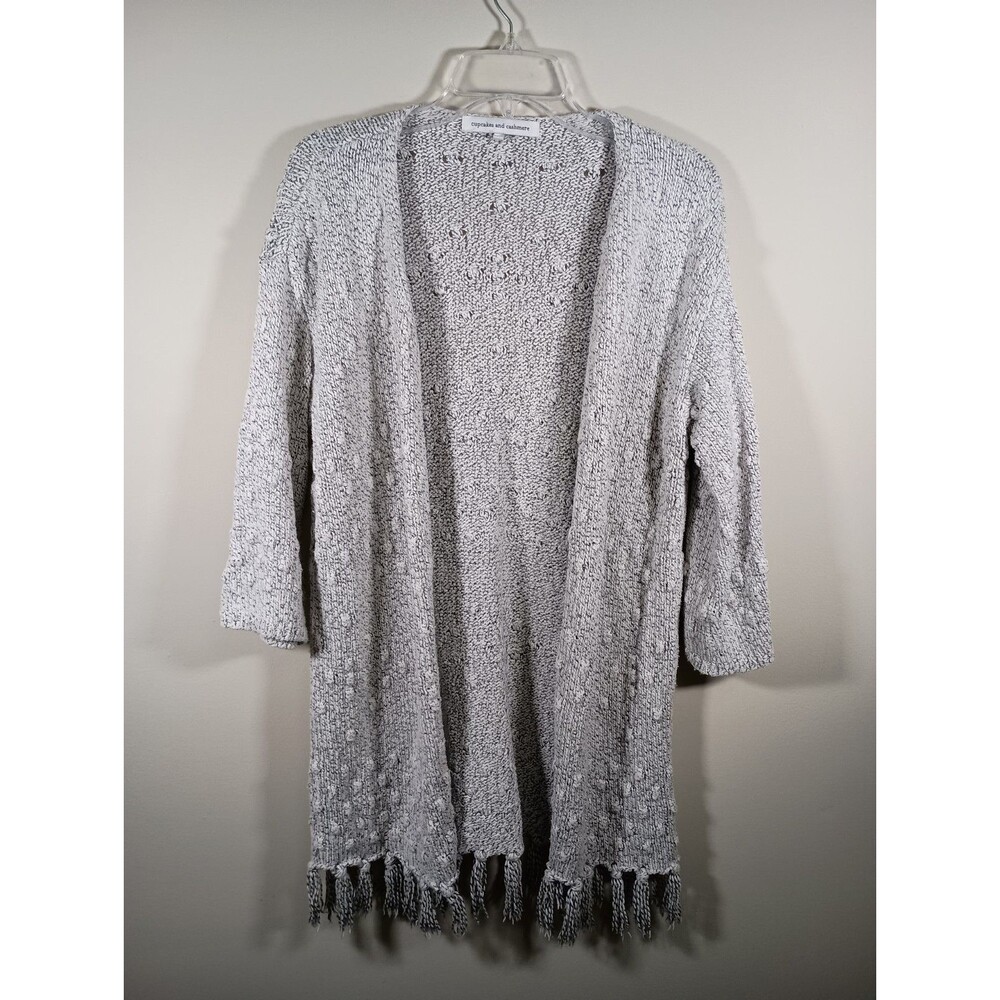 Cupcakes and Cashmere Fringe Cardigan Womens Size Medium Knit Open Sweater Boho